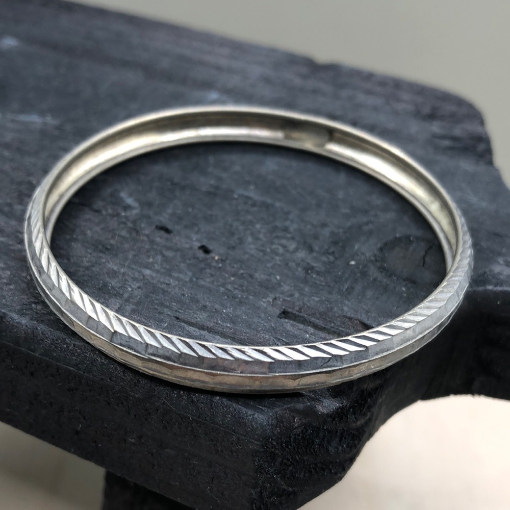 Vintage sterling silver slim textured bracelet minimalist sz 7